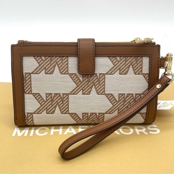 Michael Kors Large Double Zip Wallet Wristlet Brown - Picture 7 of 8